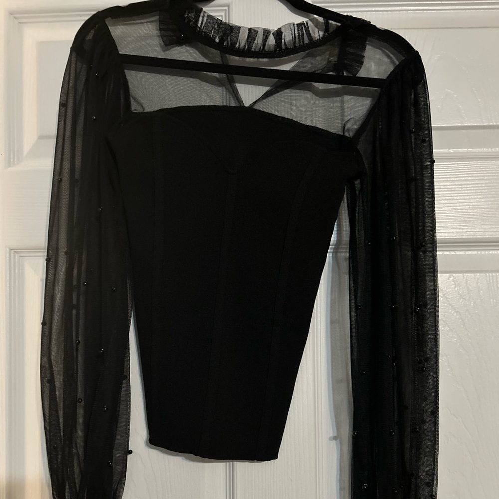 Small black sheer beaded corset top